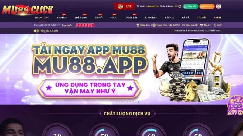 Giao diện app MU88 được thiết kế dễ sử dụng